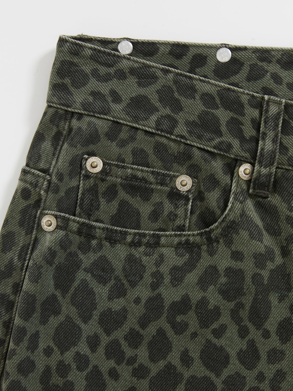 Leopard print straight leg jeans