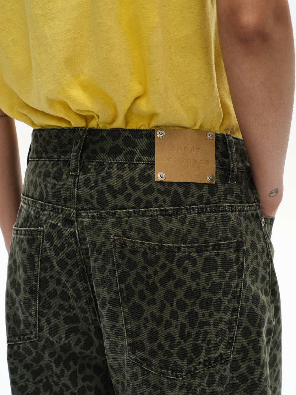 Leopard print straight leg jeans
