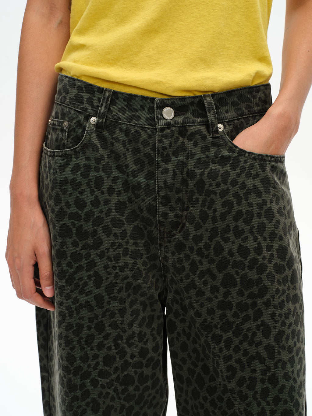 Leopard print straight leg jeans
