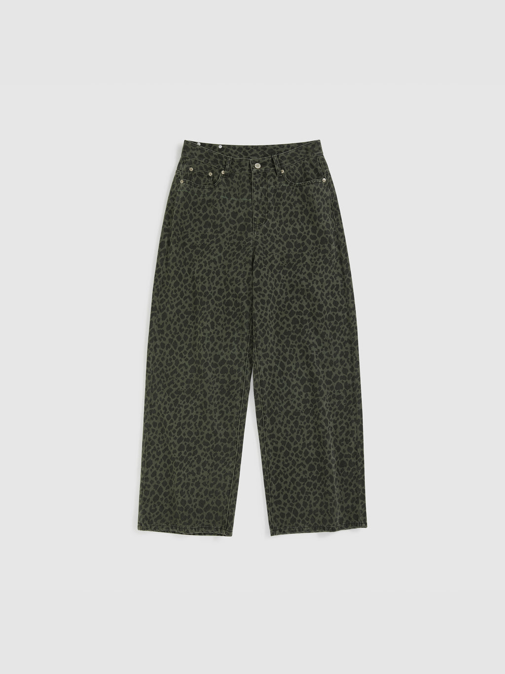 Leopard print straight leg jeans