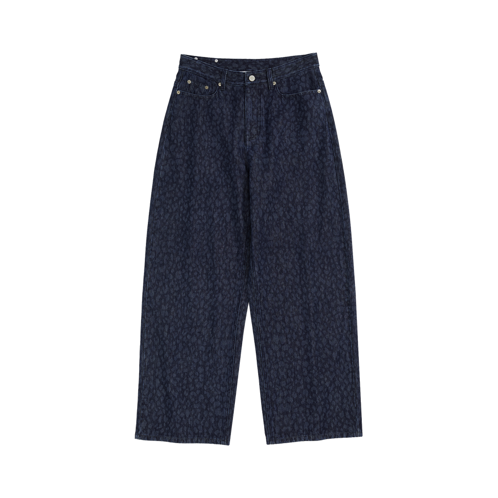 Indigo Leopard Straight Jeans