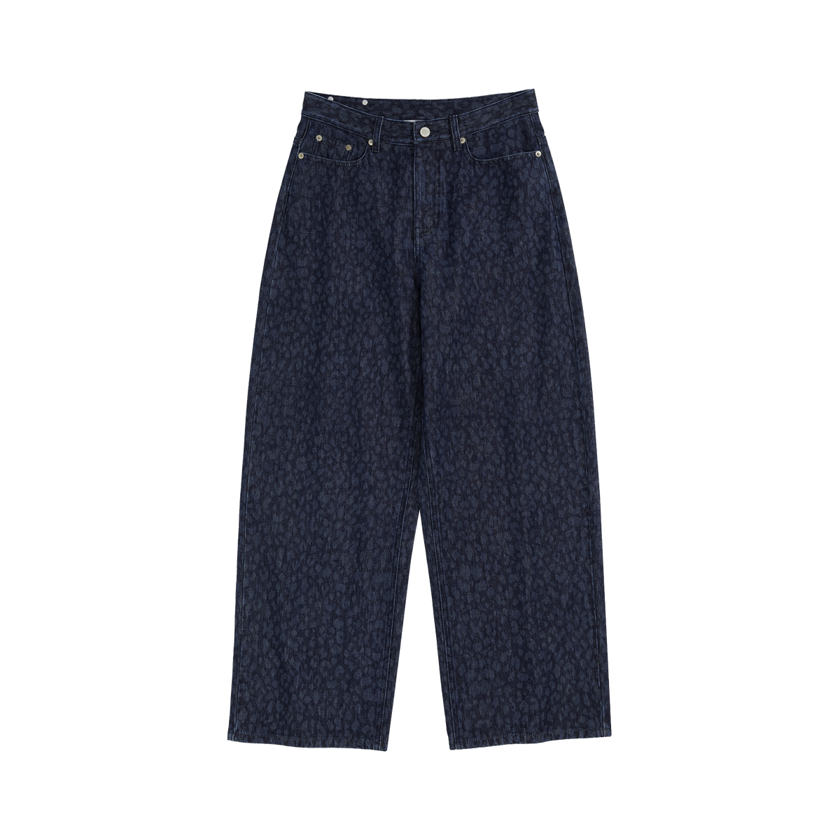Indigo Leopard Straight Jeans