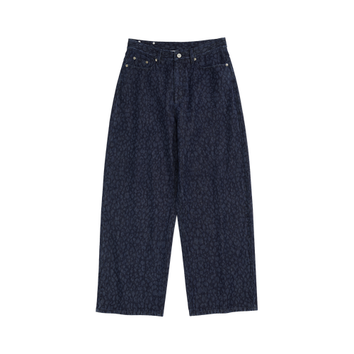 Indigo Leopard Straight Jeans
