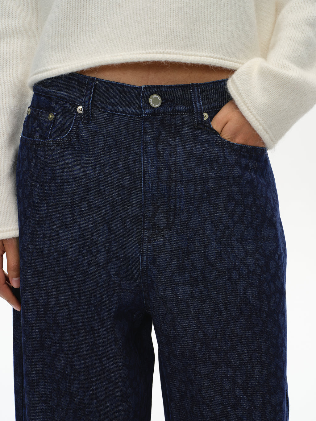 Indigo Leopard Straight Jeans
