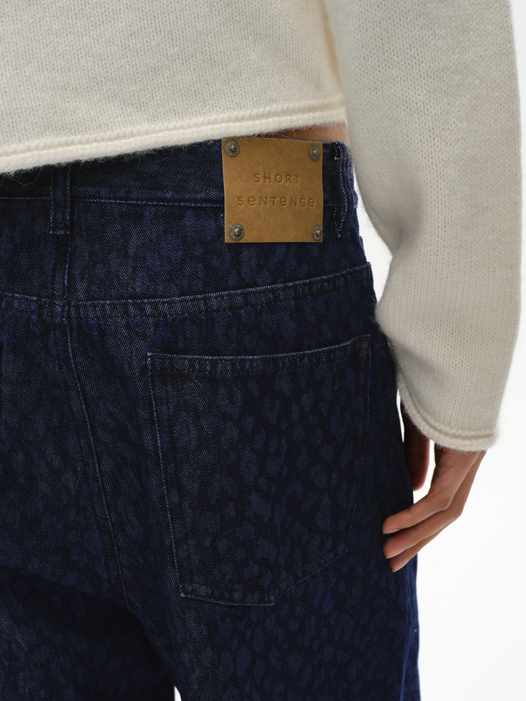 Indigo Leopard Straight Jeans