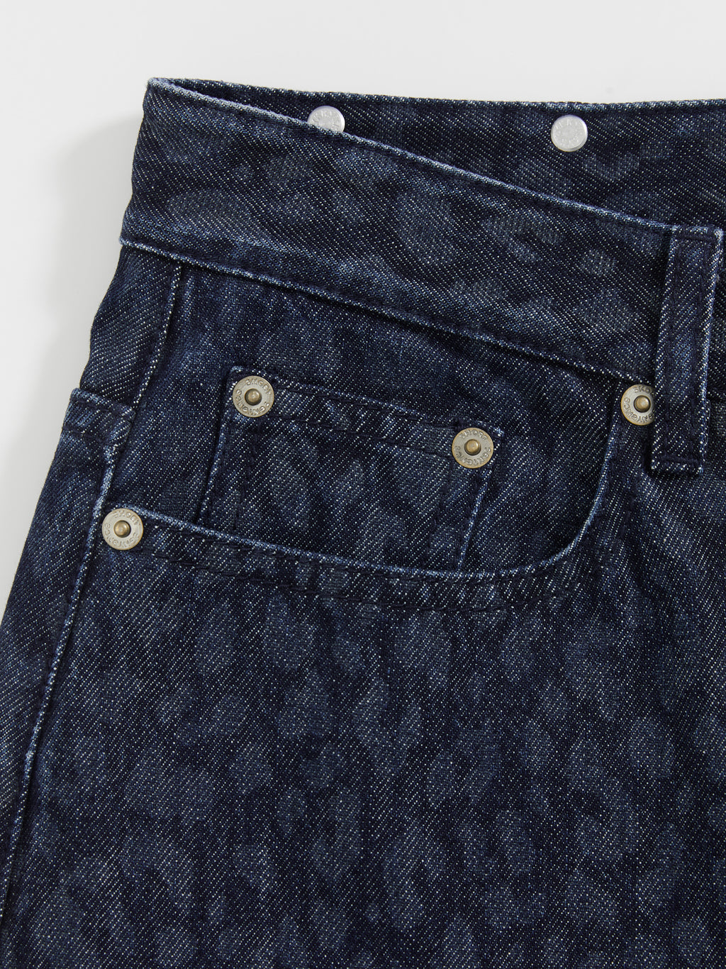 Indigo Leopard Straight Jeans