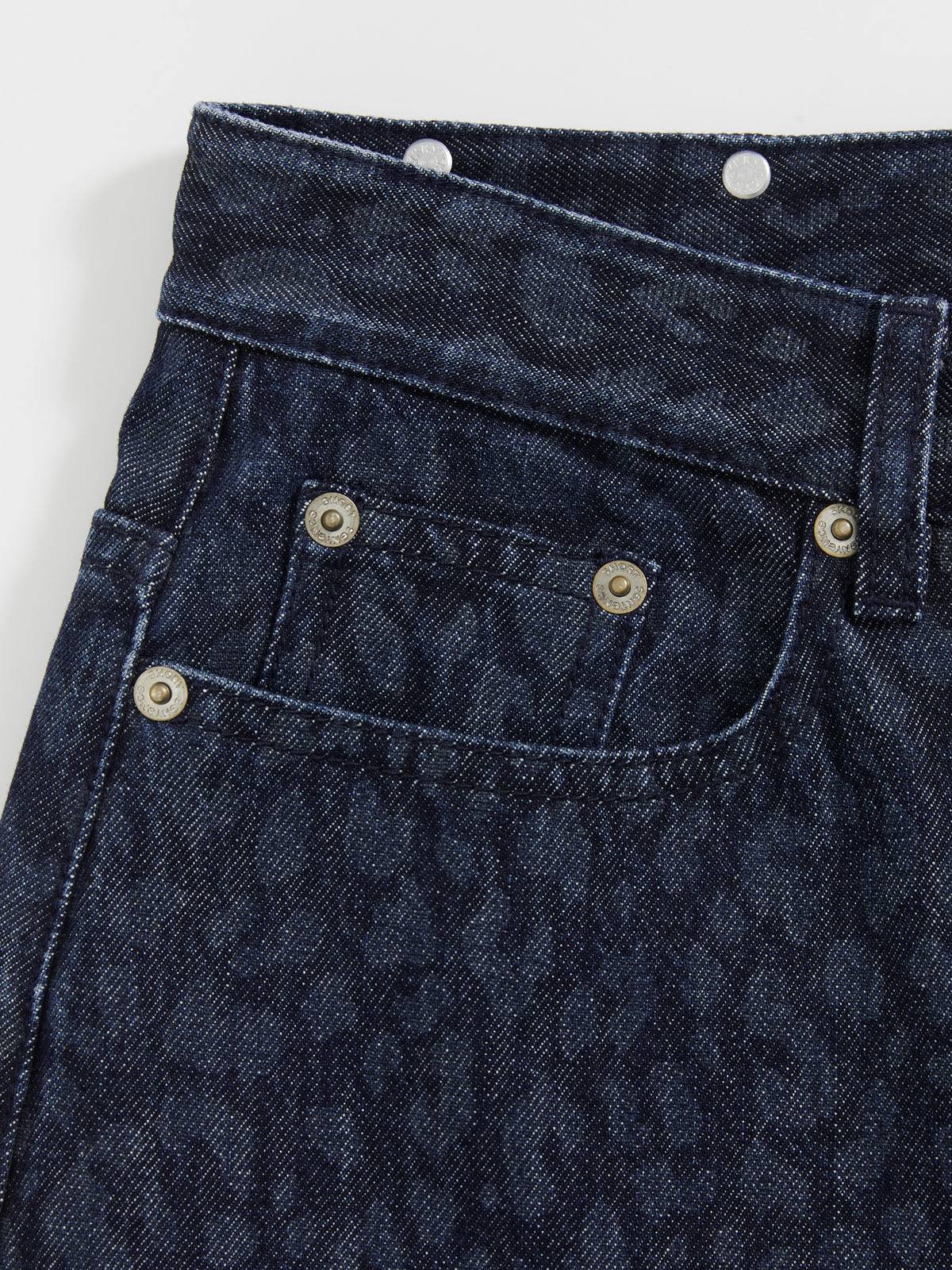 Indigo Leopard Straight Jeans