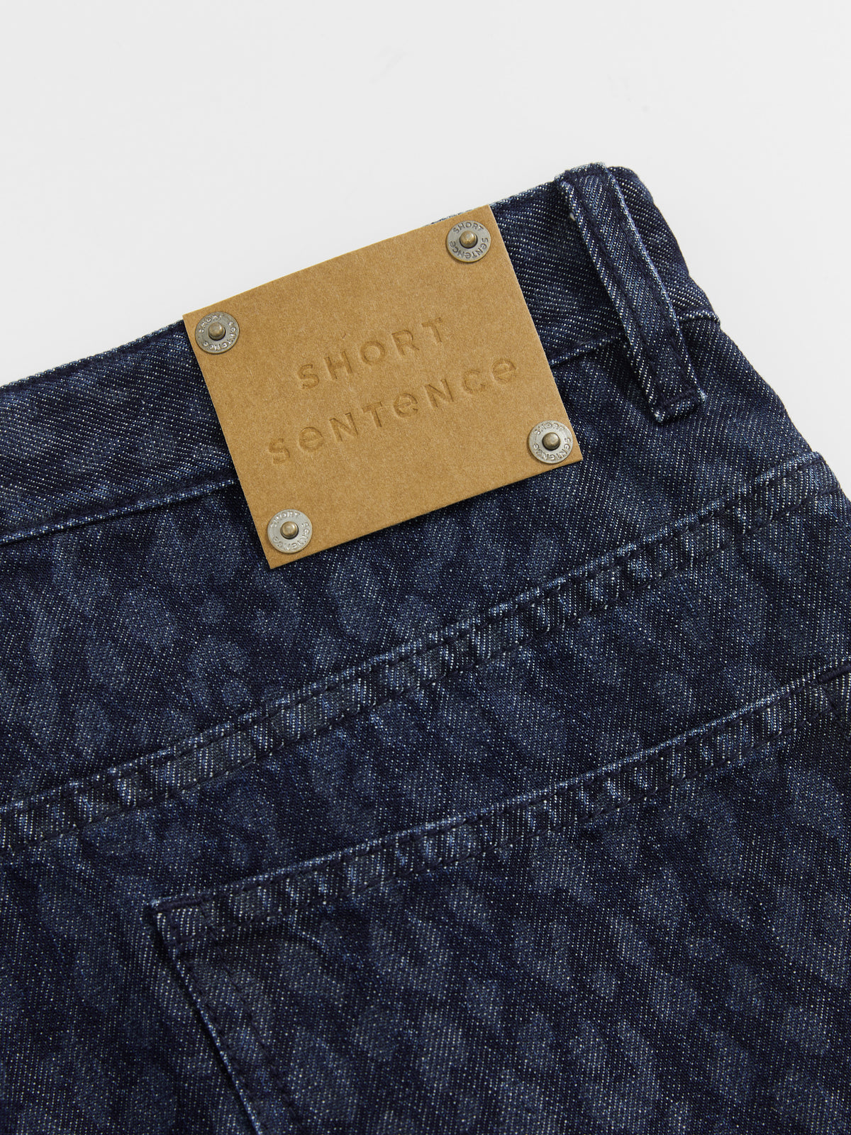 Indigo Leopard Straight Jeans
