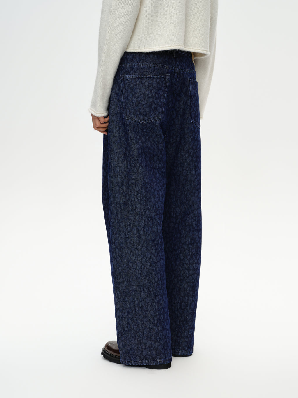 Indigo Leopard Straight Jeans