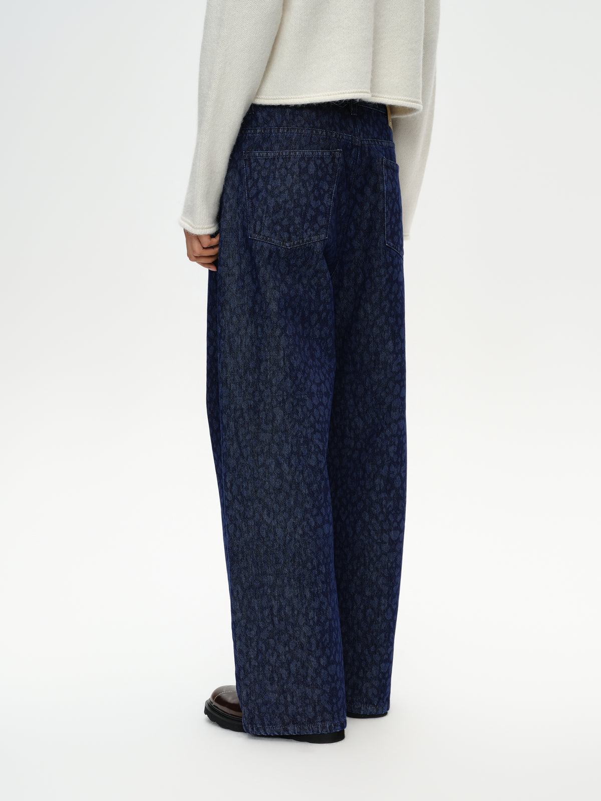 Indigo Leopard Straight Jeans