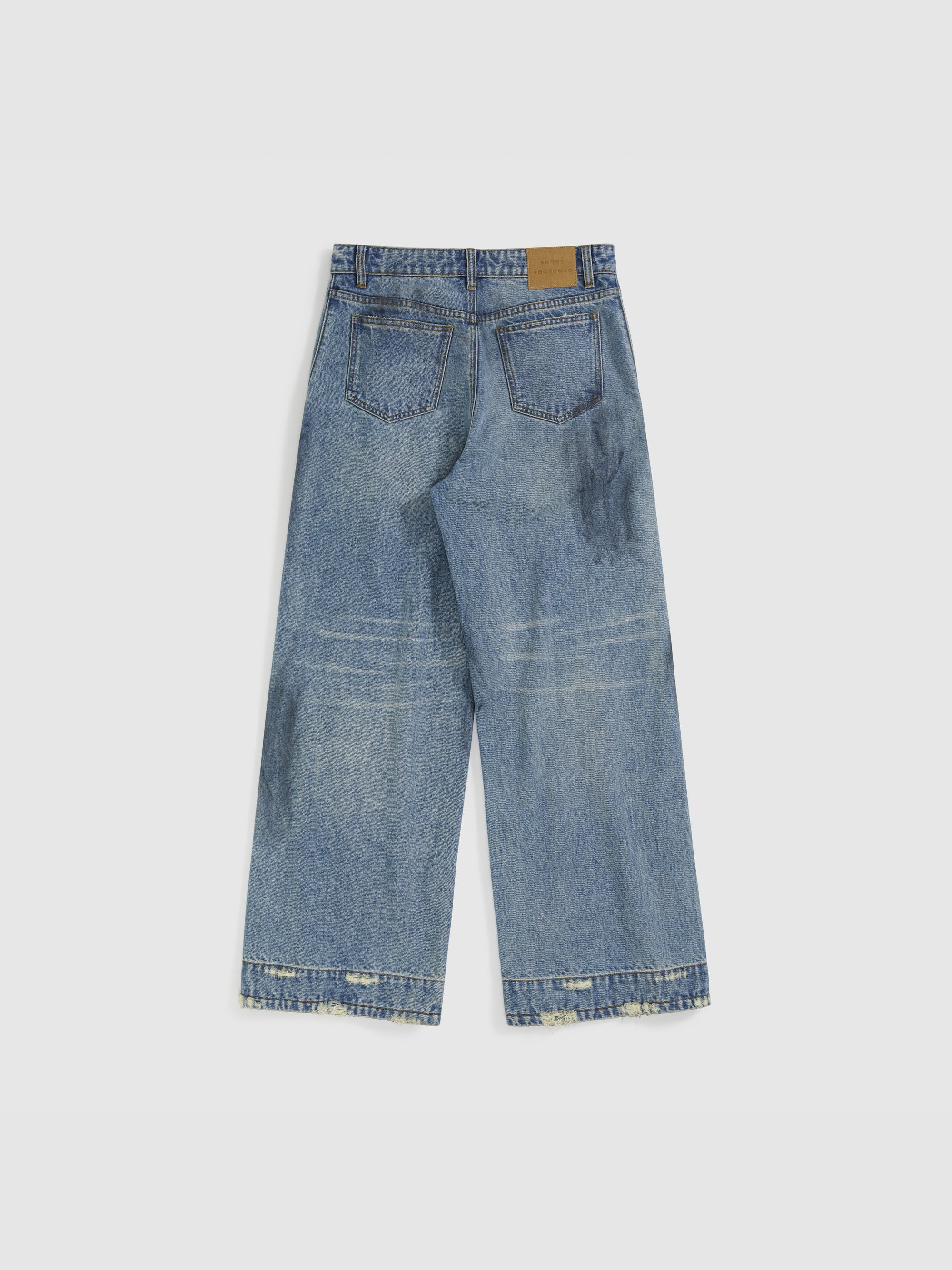 Blue Vintage Washed Denim Pants