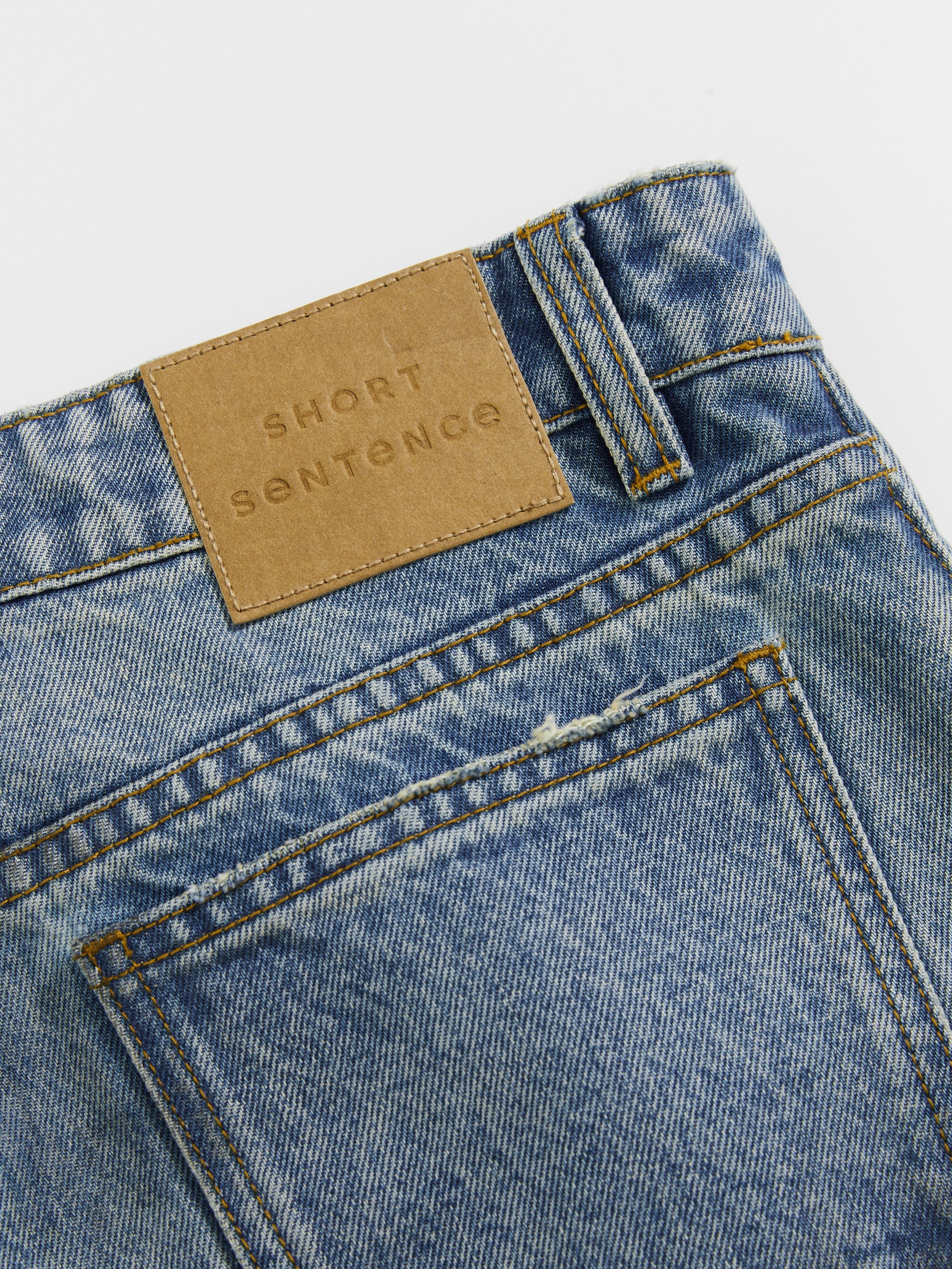 Blue Vintage Washed Denim Pants