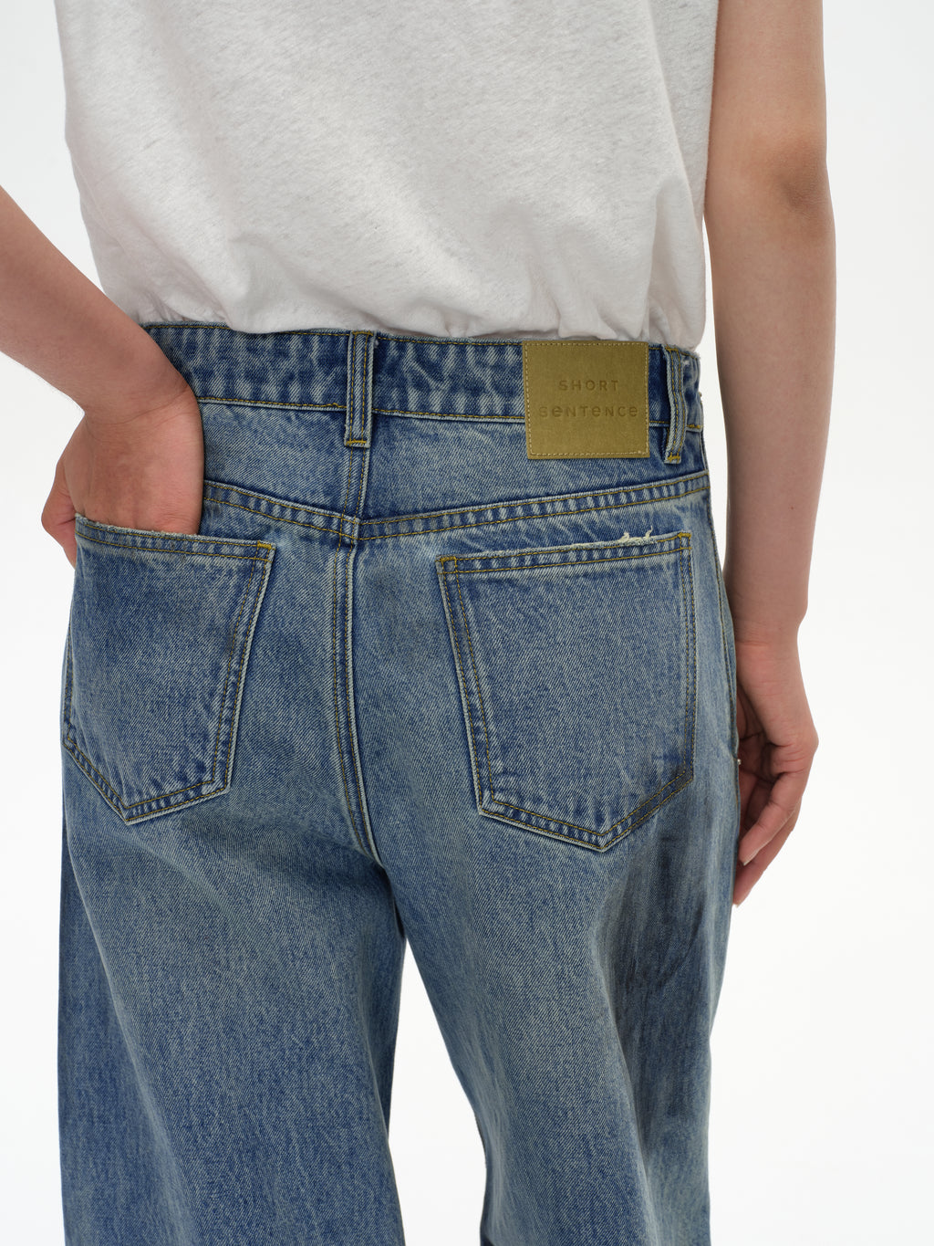 Blue Vintage Washed Denim Pants