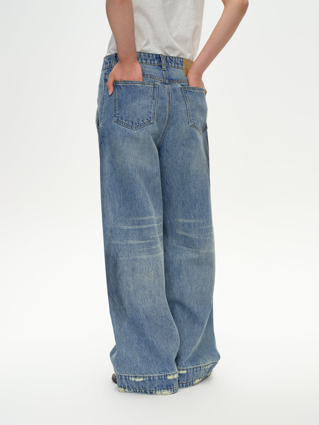 Blue Vintage Washed Denim Pants