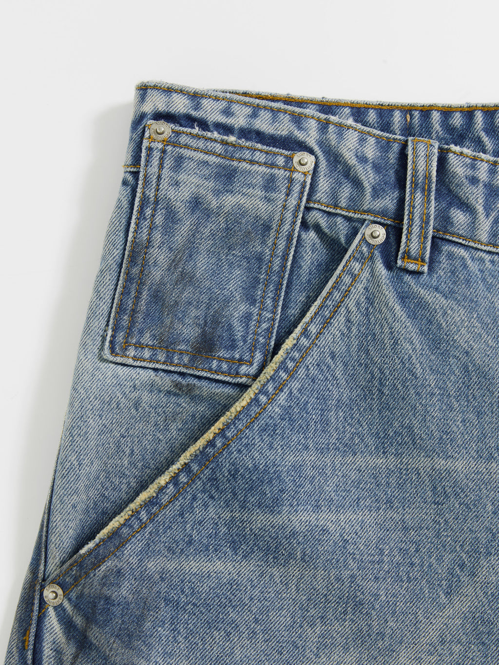 Blue Vintage Washed Denim Pants