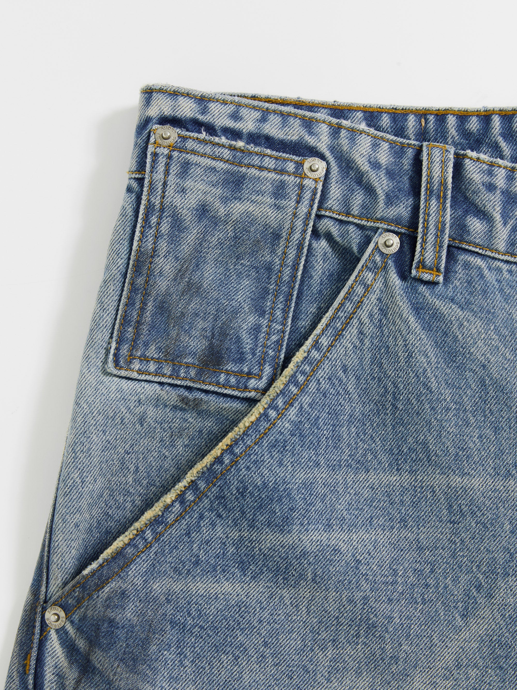 Blue Vintage Washed Denim Pants