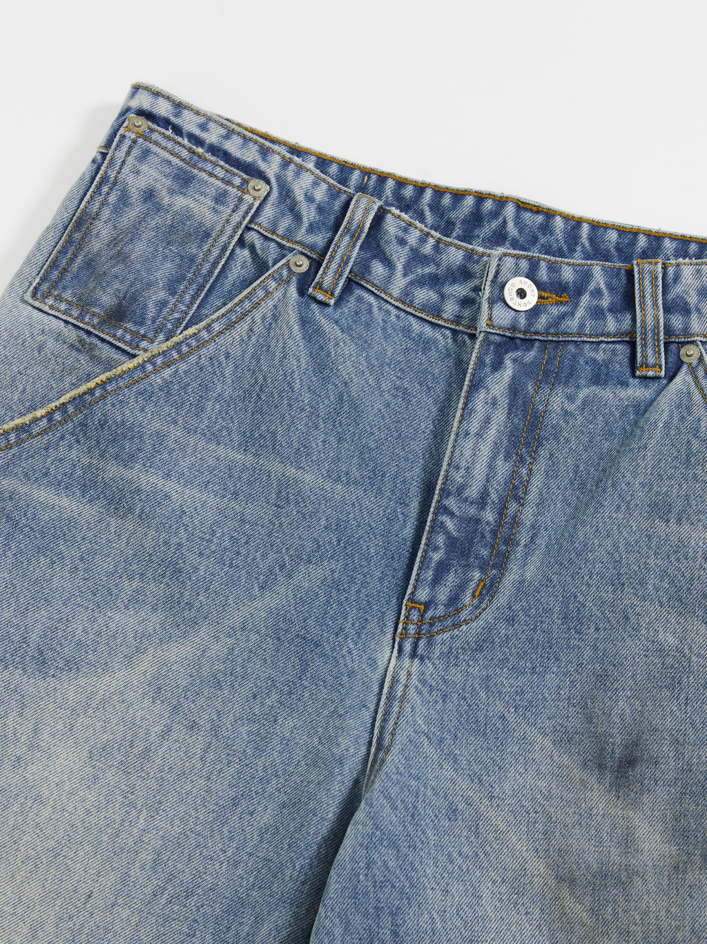Blue Vintage Washed Denim Pants