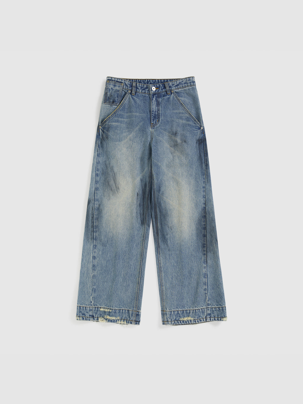 Blue Vintage Washed Denim Pants