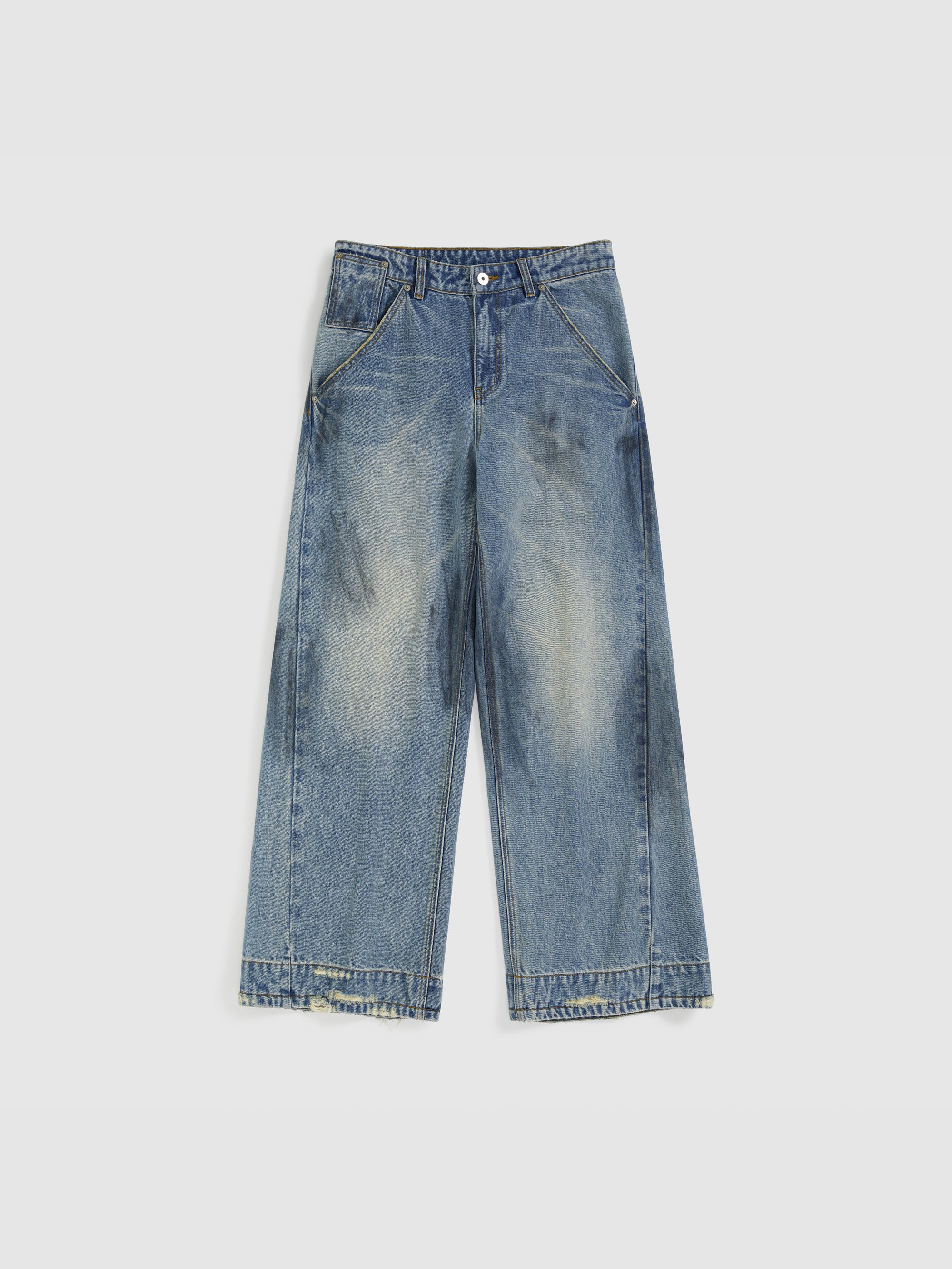 Blue Vintage Washed Denim Pants