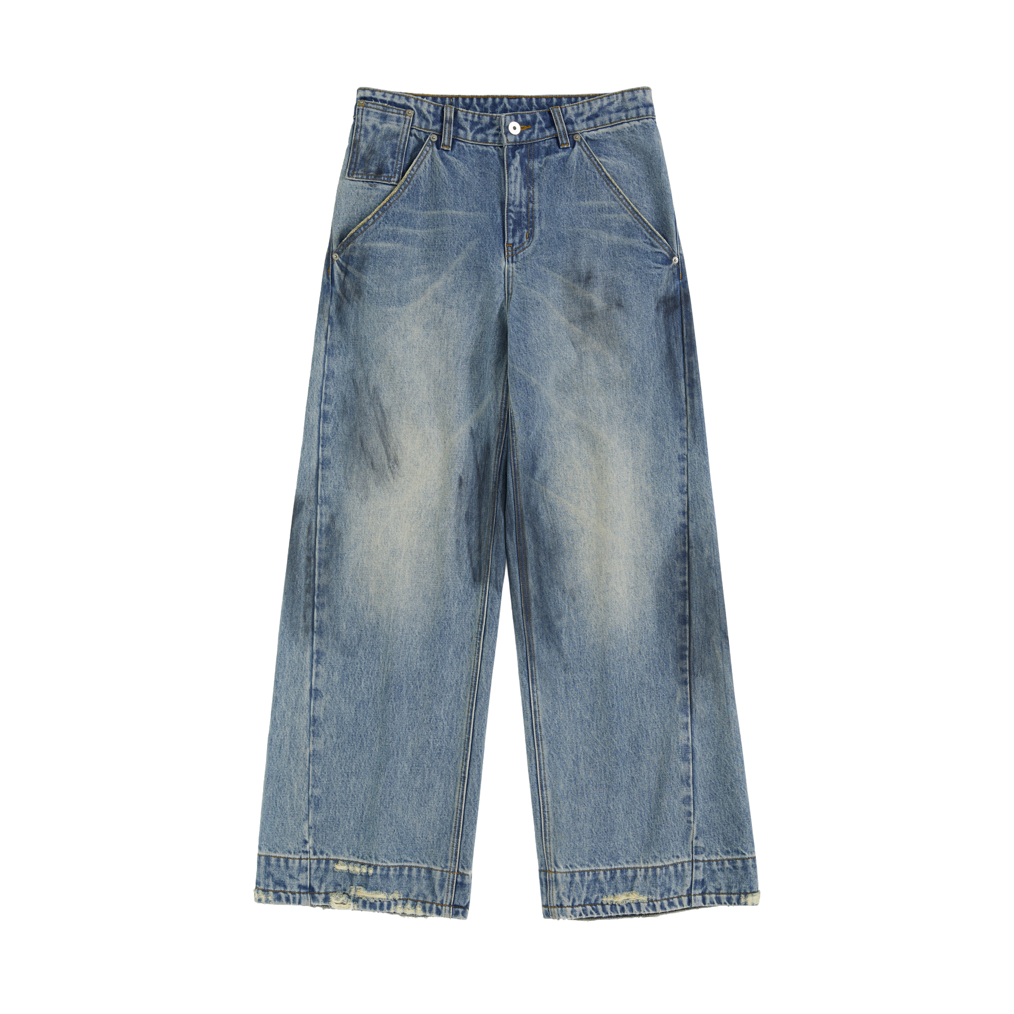 Blue Vintage Washed Denim Pants