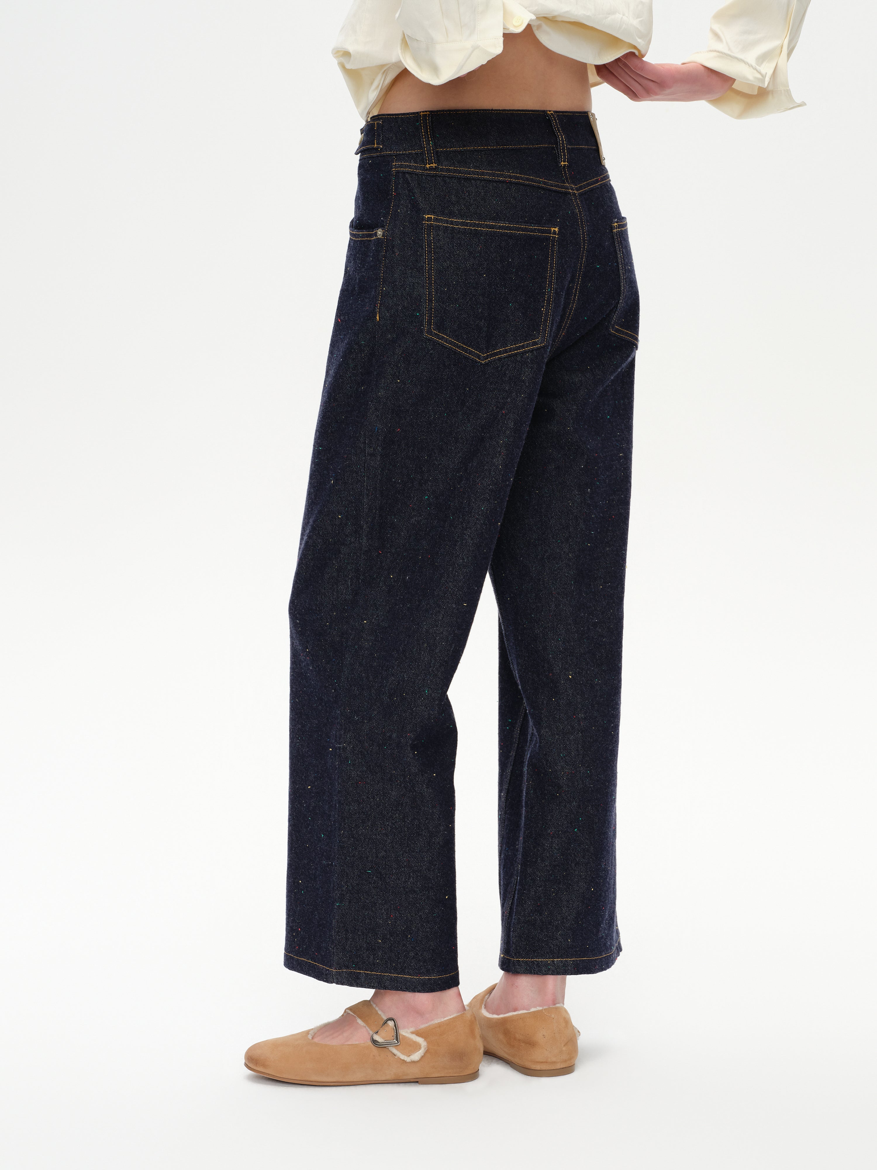 Cropped Polka Dot Denim Jeans