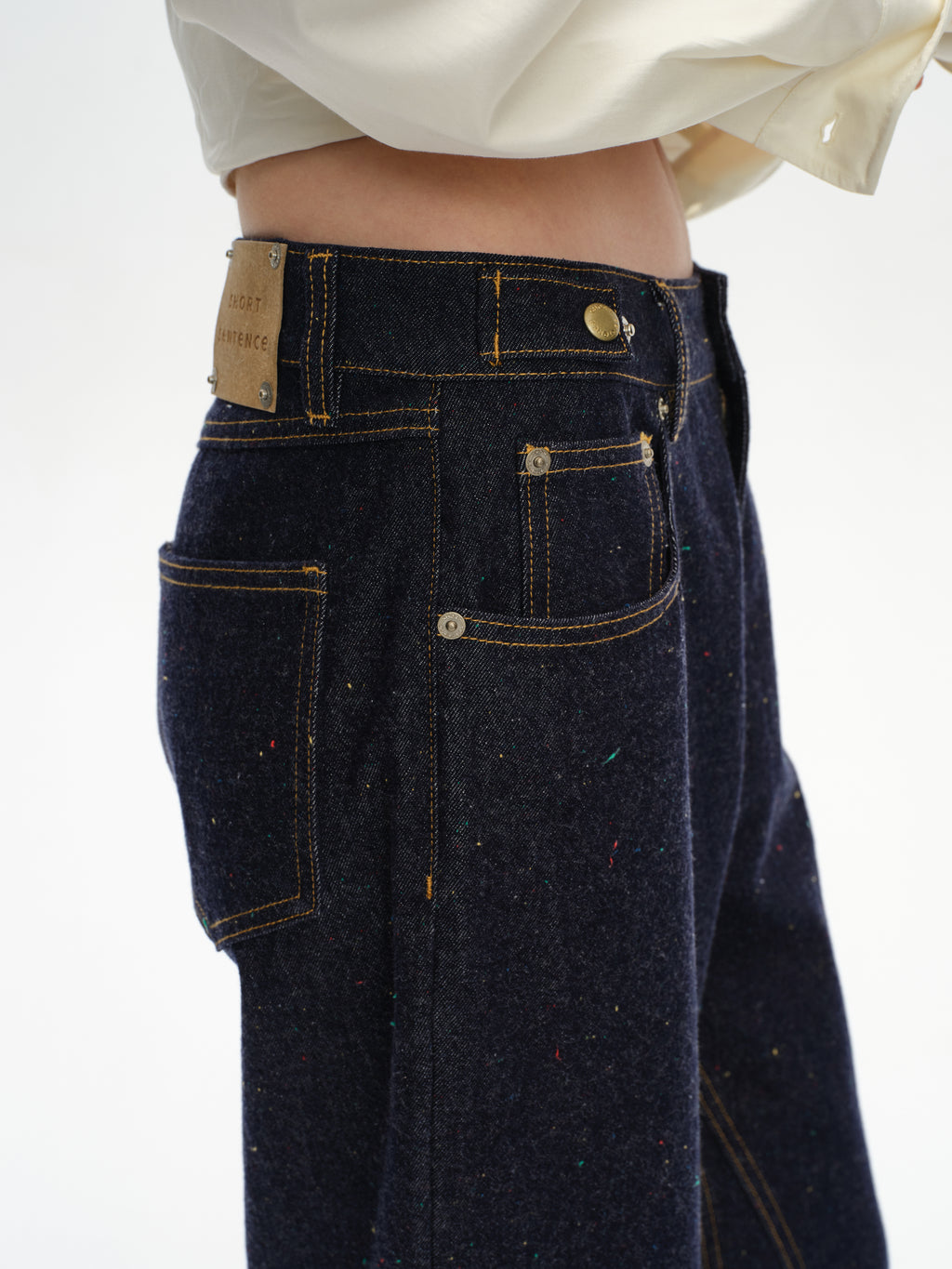 Cropped Polka Dot Denim Jeans