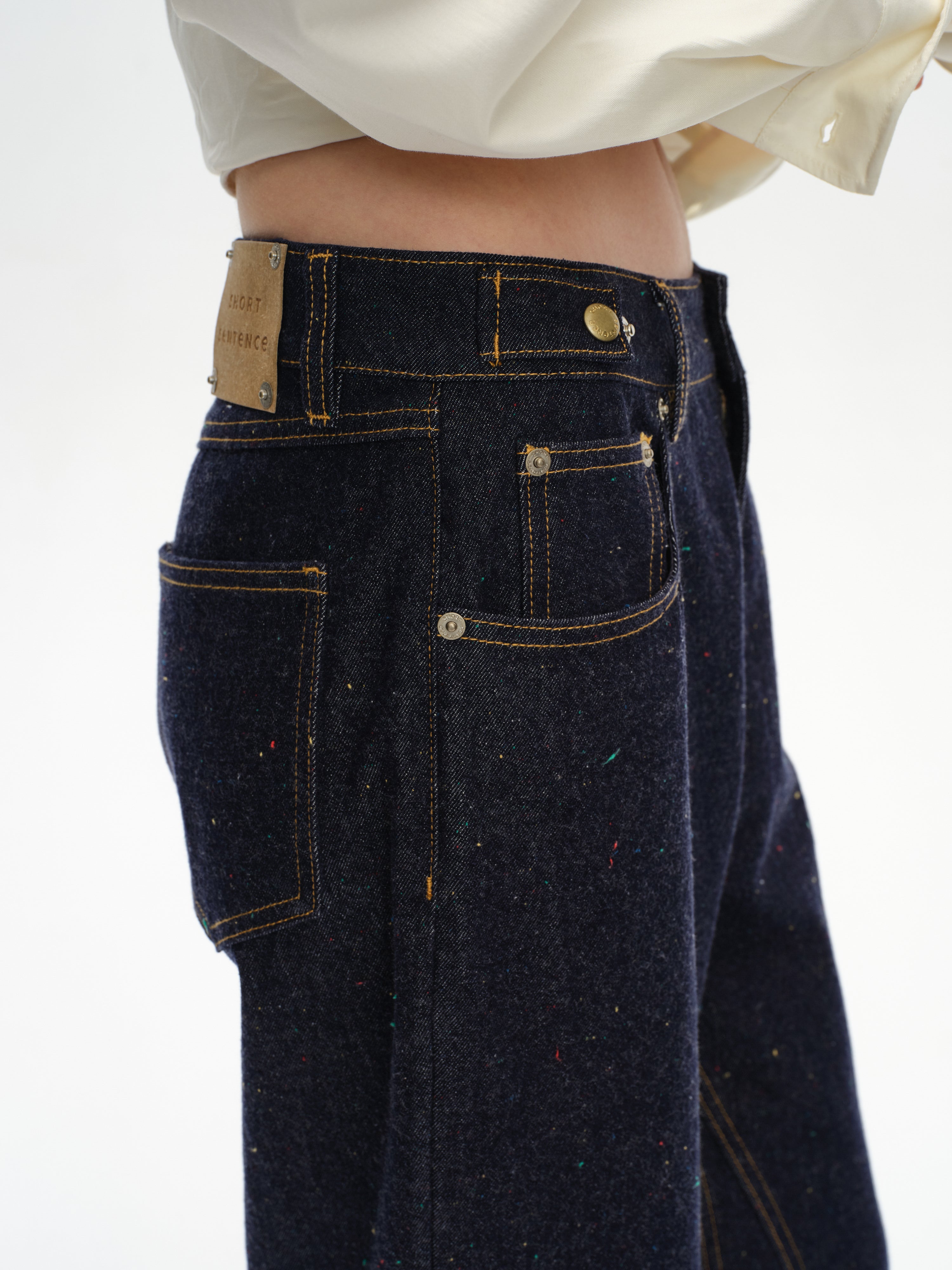 Cropped Polka Dot Denim Jeans