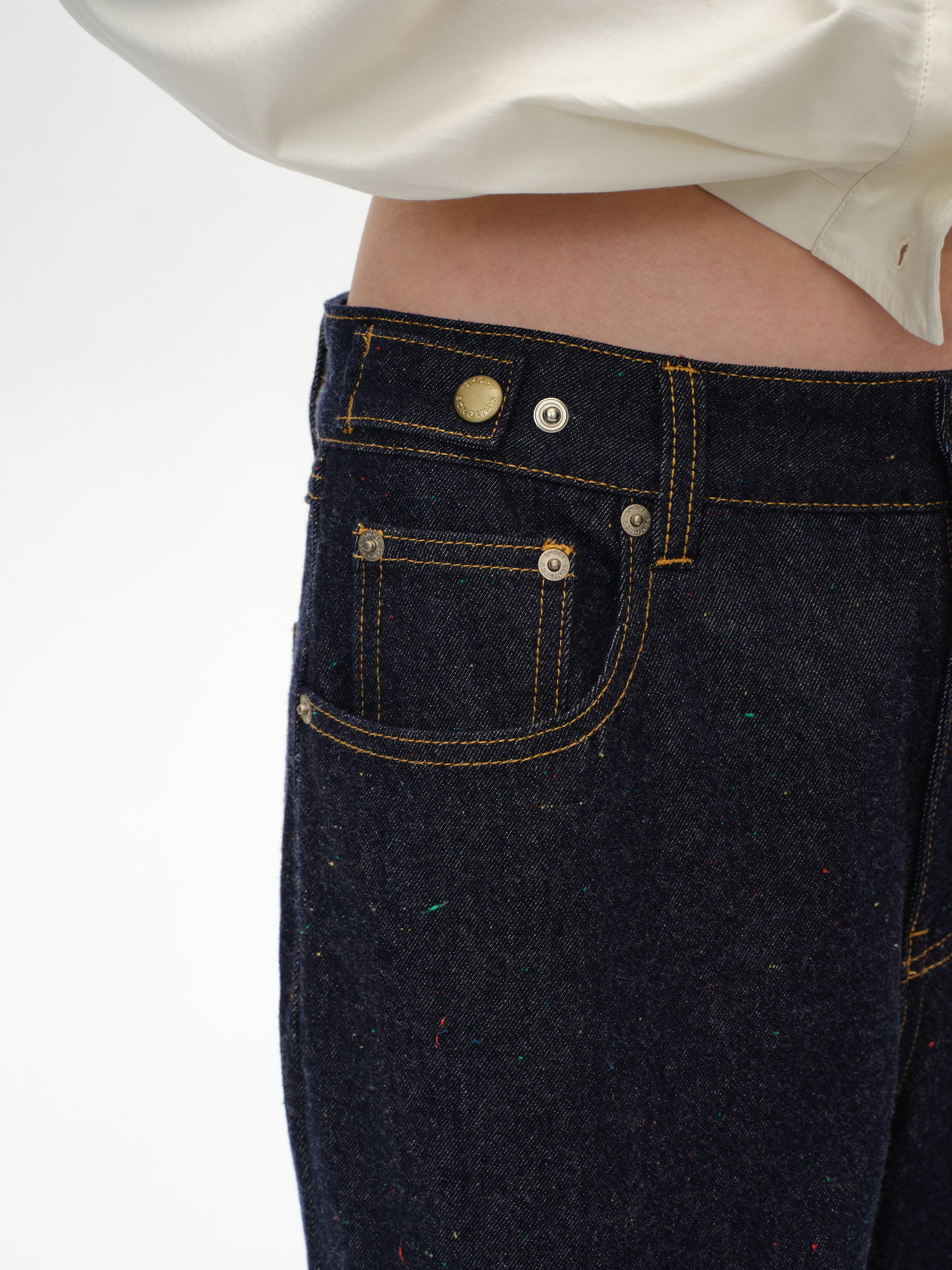 Cropped Polka Dot Denim Jeans
