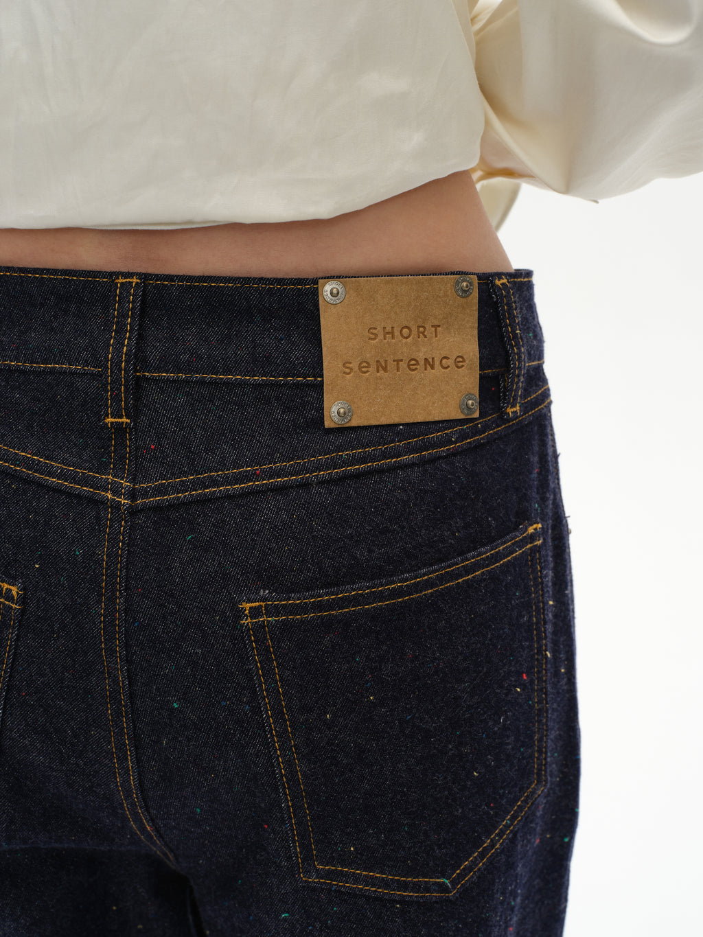 Cropped Polka Dot Denim Jeans