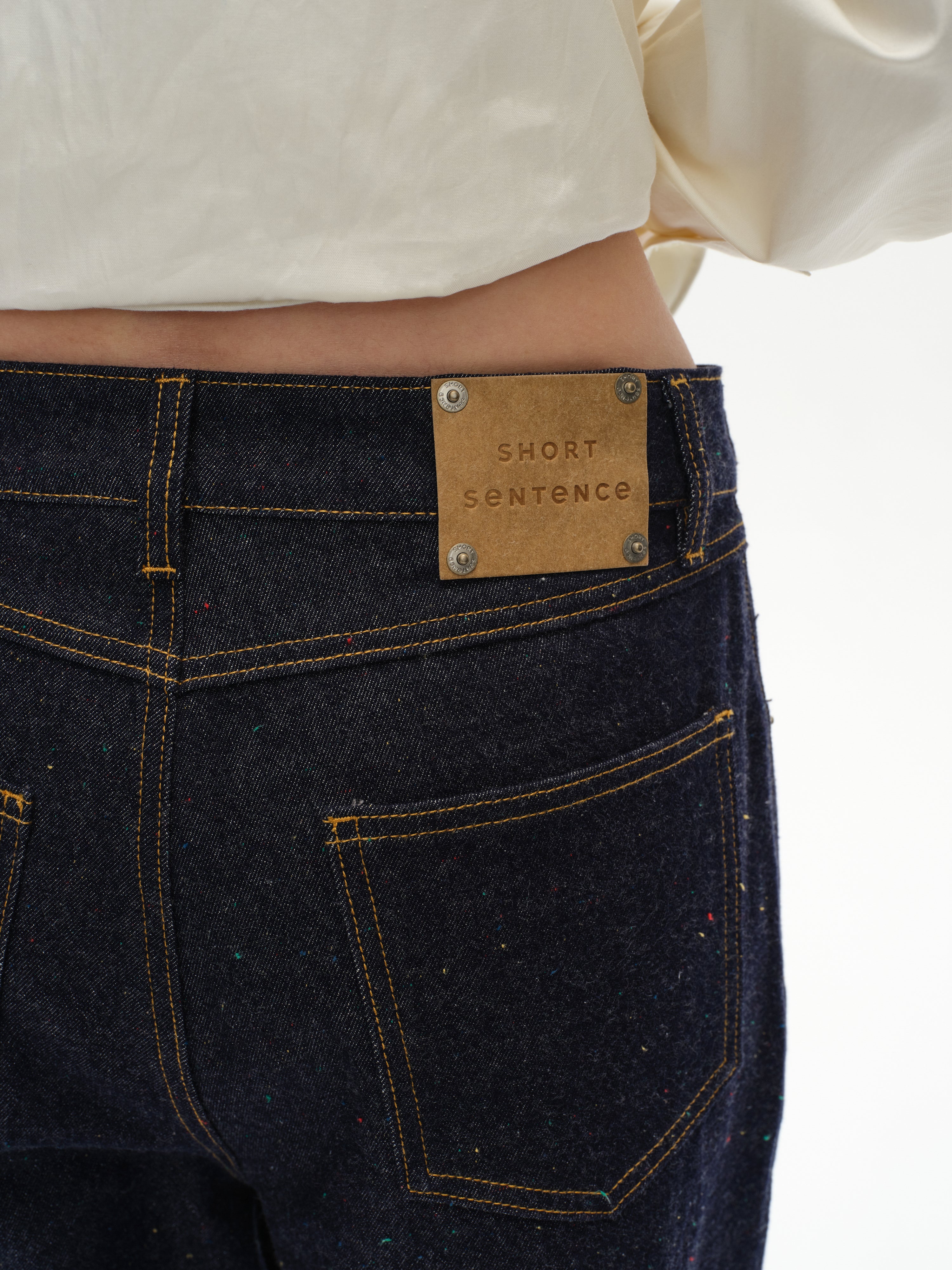 Cropped Polka Dot Denim Jeans