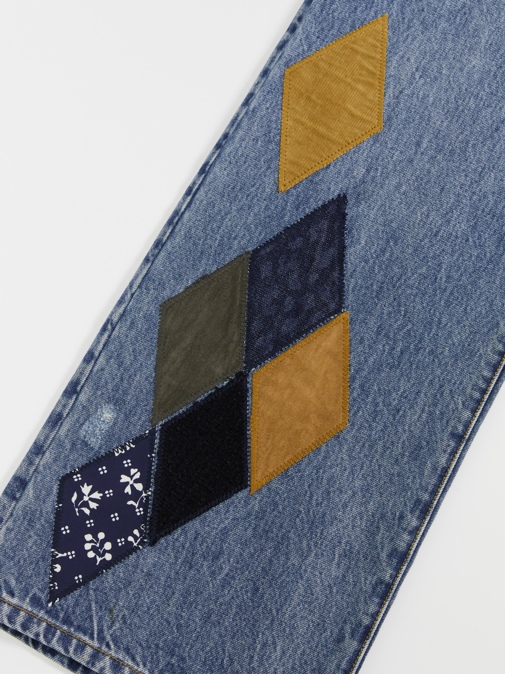 Diamond Patchwork Straight Leg Jeans