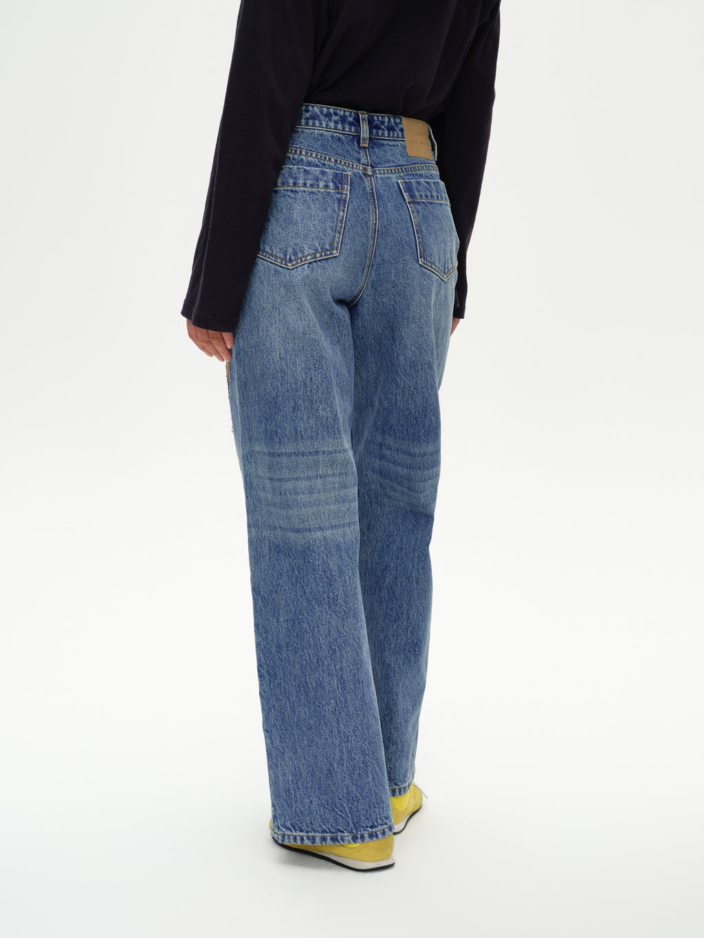 Diamond Patchwork Straight Leg Jeans
