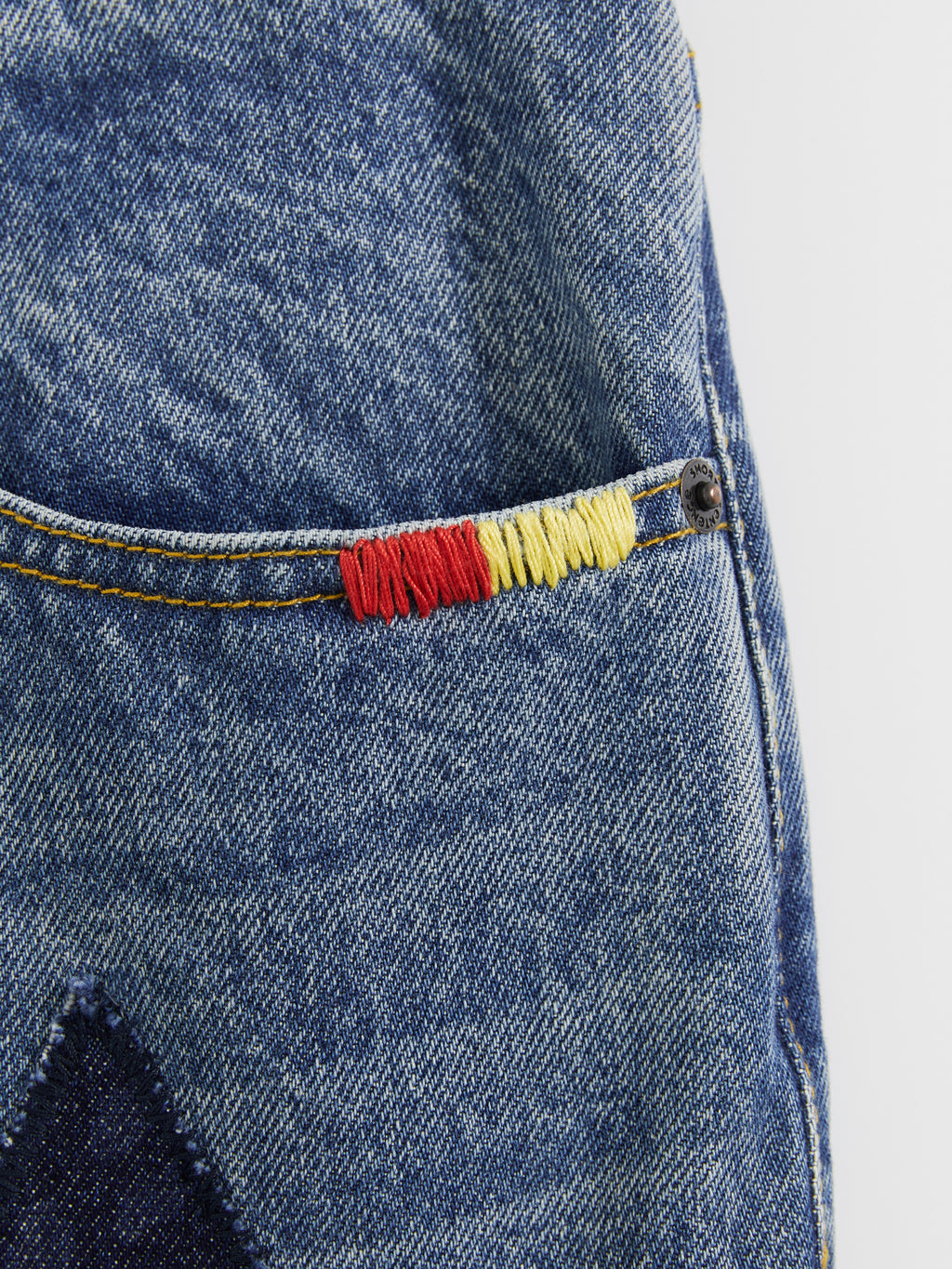 Diamond Patchwork Straight Leg Jeans