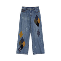 Diamond Patchwork Straight Leg Jeans