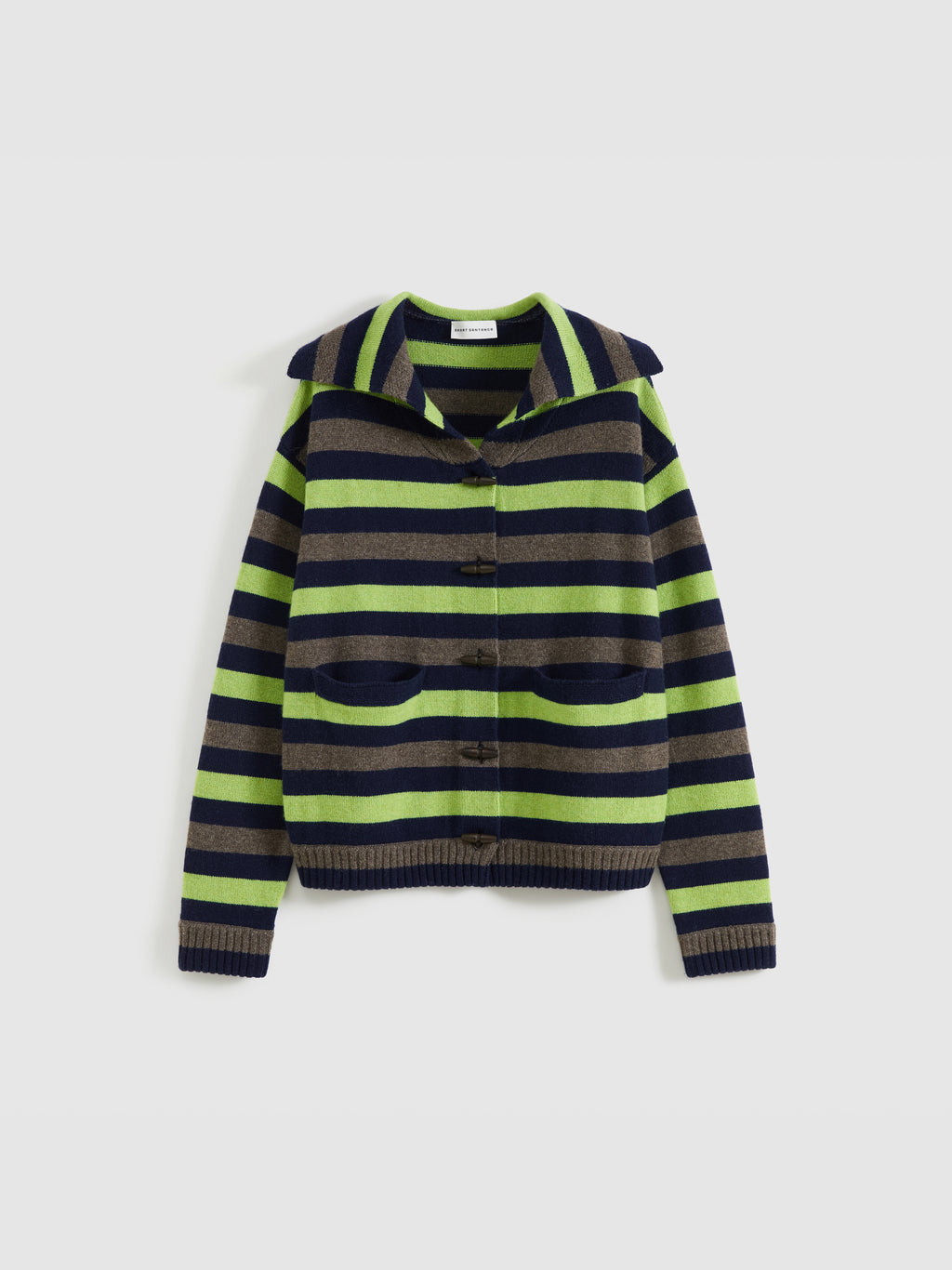 Color-Block Striped Lapel Cardigan