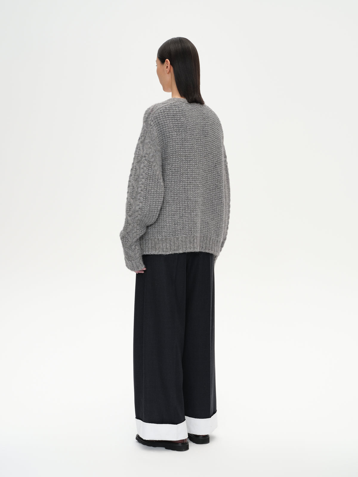 Chunky Cable-Knit Crew Cardigan