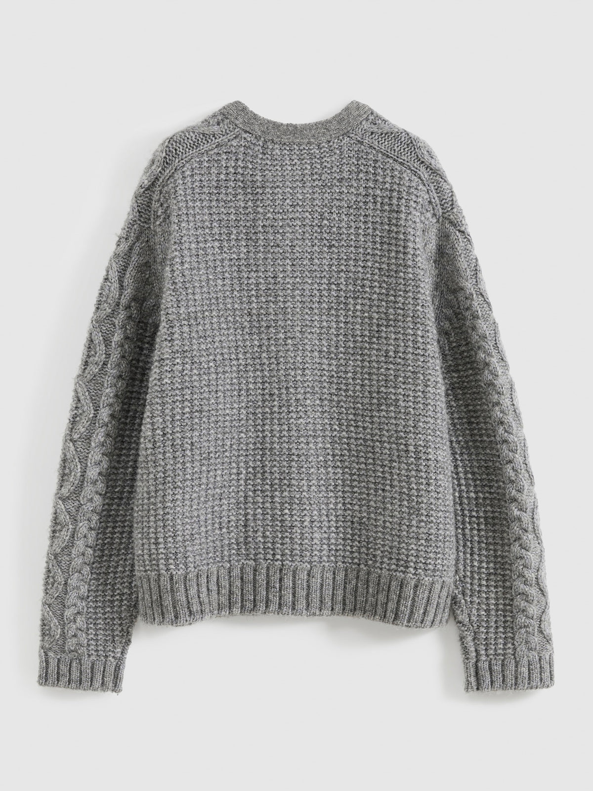 Chunky Cable-Knit Crew Cardigan