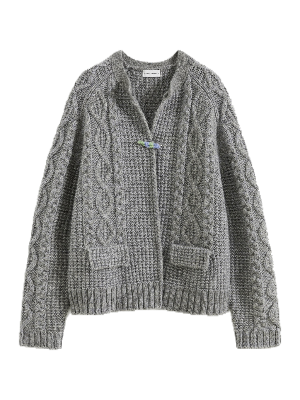 Chunky Cable-Knit Crew Cardigan