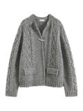 Chunky Cable-Knit Crew Cardigan