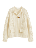Chunky Cable-Knit Crew Cardigan