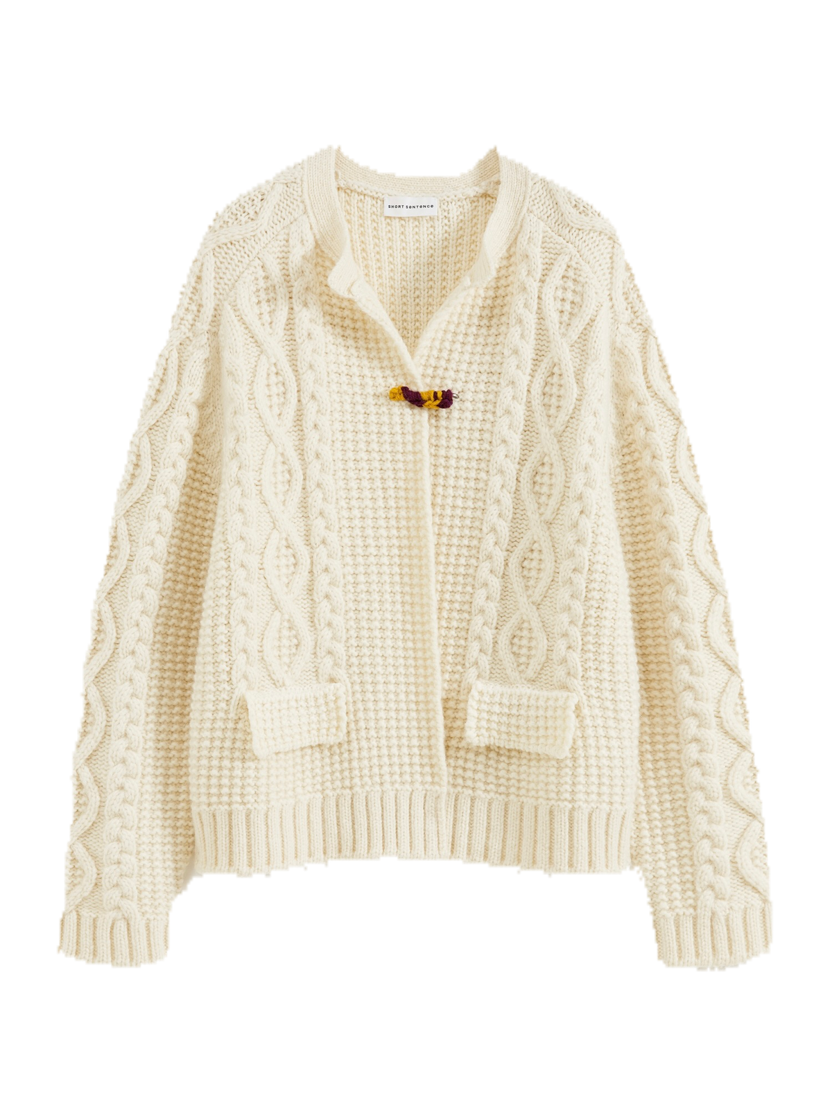 Chunky Cable-Knit Crew Cardigan