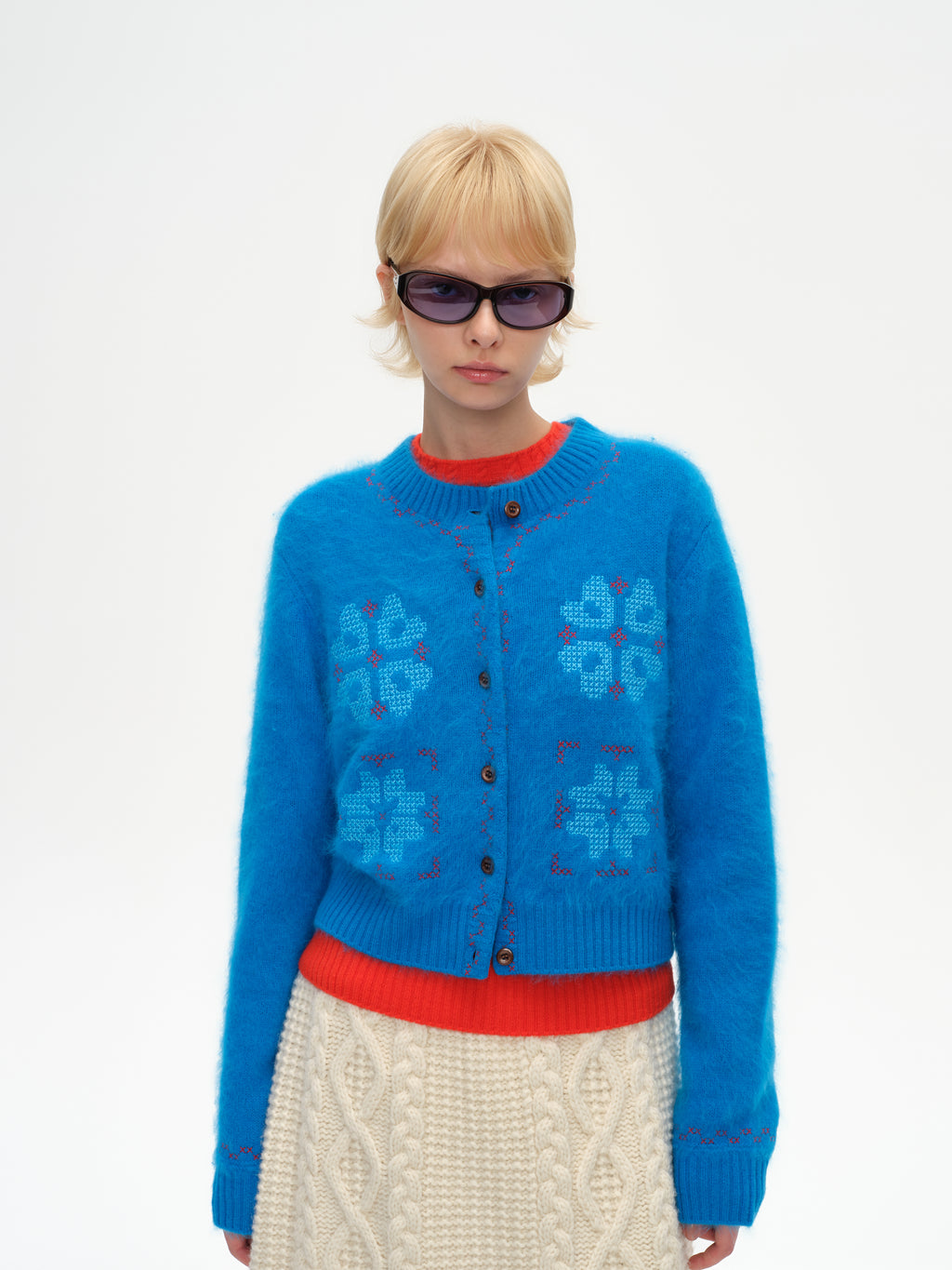 Cross-Stitch Crew Knit Cardigan