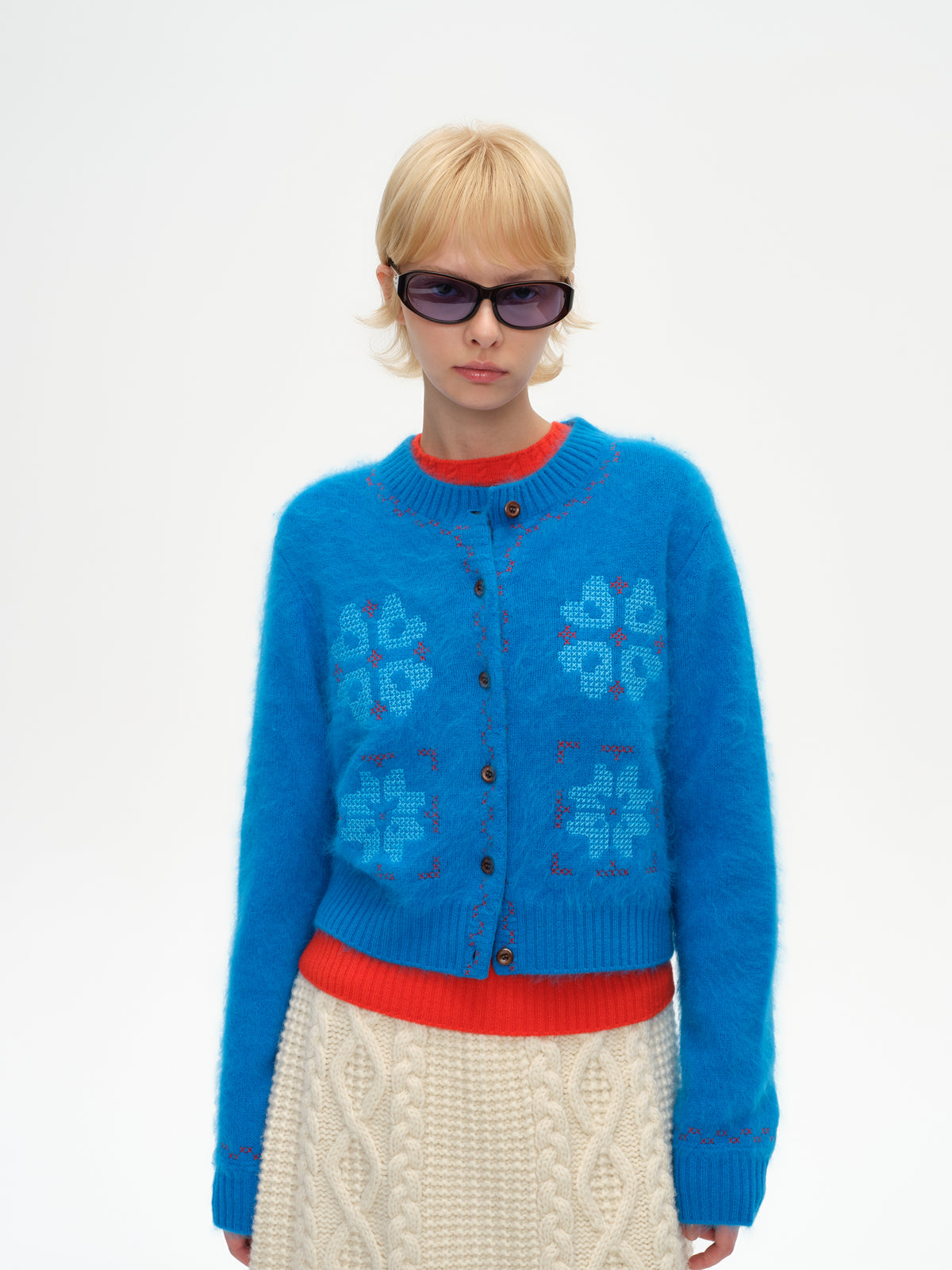 Cross-Stitch Crew Knit Cardigan