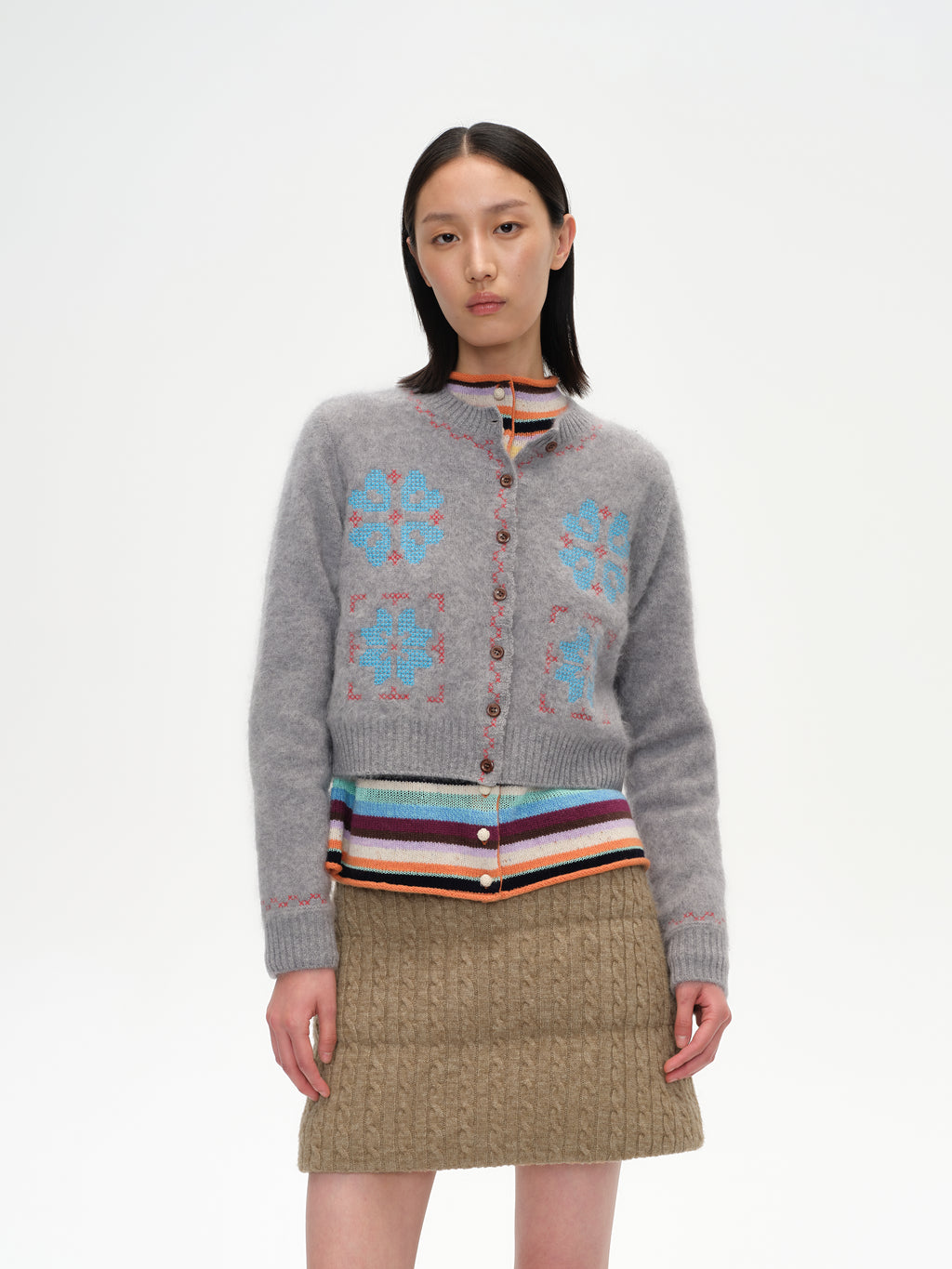 Cross-Stitch Crew Knit Cardigan