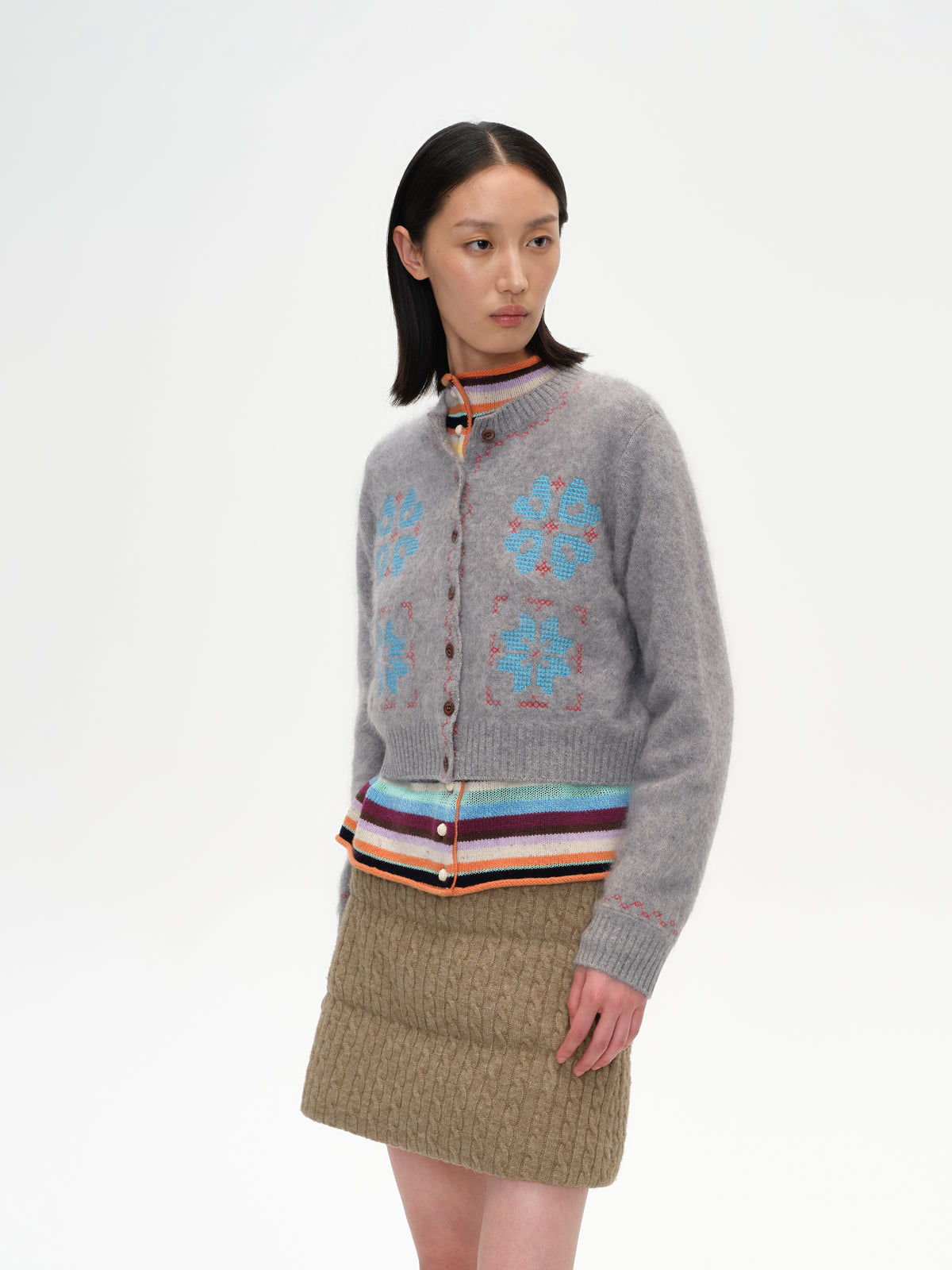 Cross-Stitch Crew Knit Cardigan