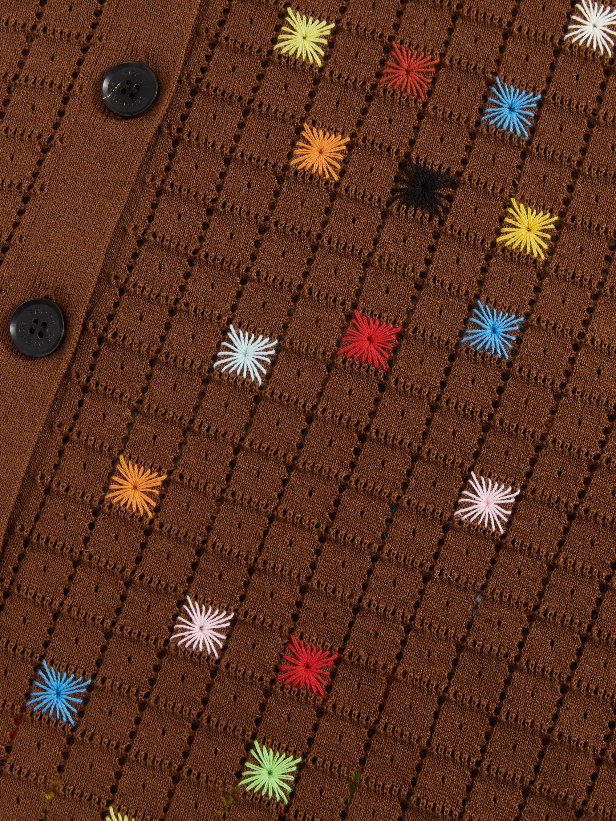 Hollow Out Cross‑Stitch V‑Neck Cardigan