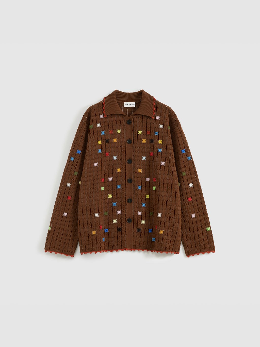 Hollow Out Cross‑Stitch V‑Neck Cardigan