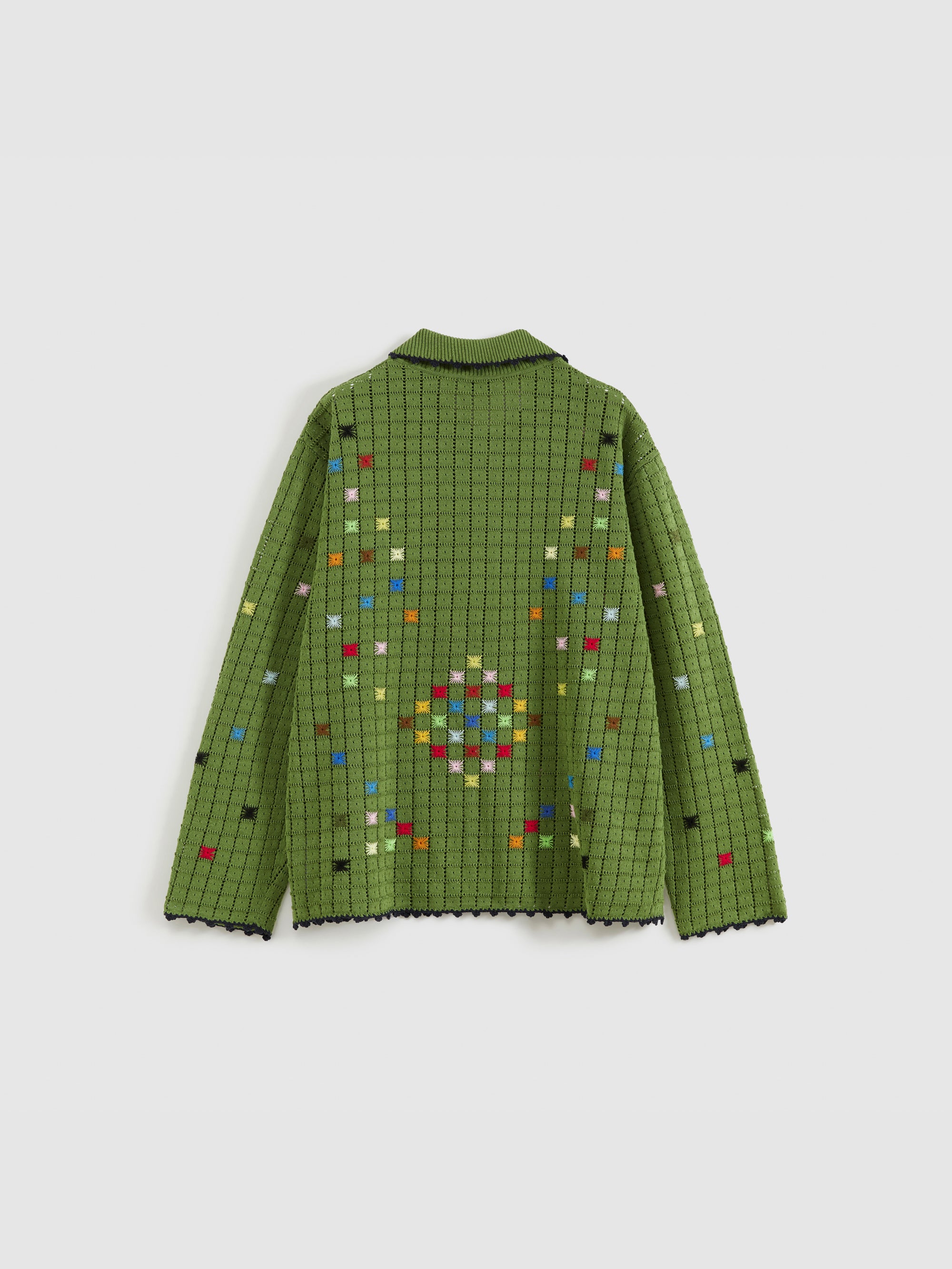 Hollow Out Cross‑Stitch V‑Neck Cardigan