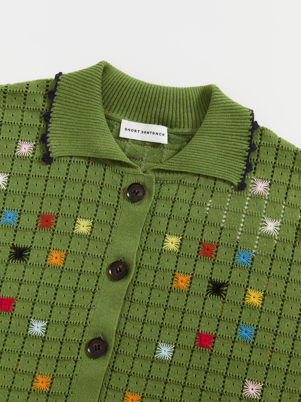 Hollow Out Cross‑Stitch V‑Neck Cardigan
