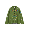 Hollow Out Cross‑Stitch V‑Neck Cardigan
